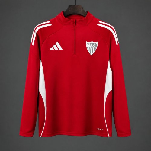 25/26 Sevilla FC Red Long Sleeve Half-Zip Training Top