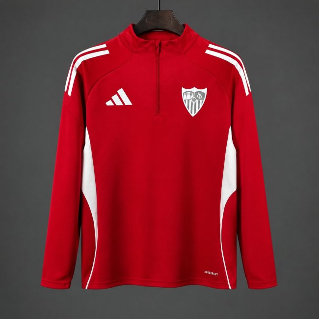 25/26 Sevilla FC Red Long Sleeve Half-Zip Training Top