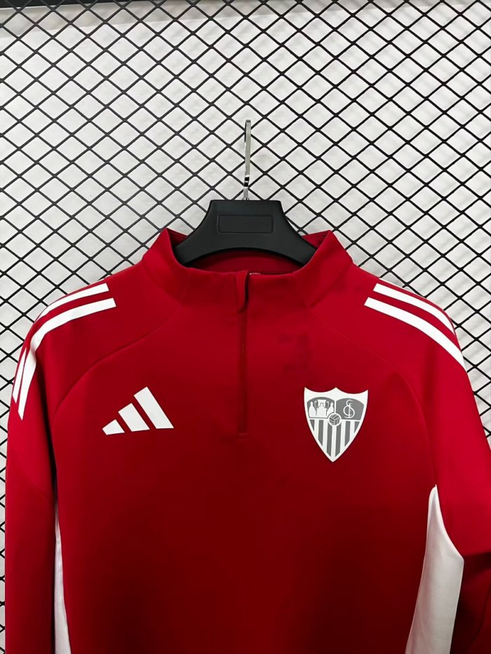 25/26 Sevilla FC Red Long Sleeve Half-Zip Training Top