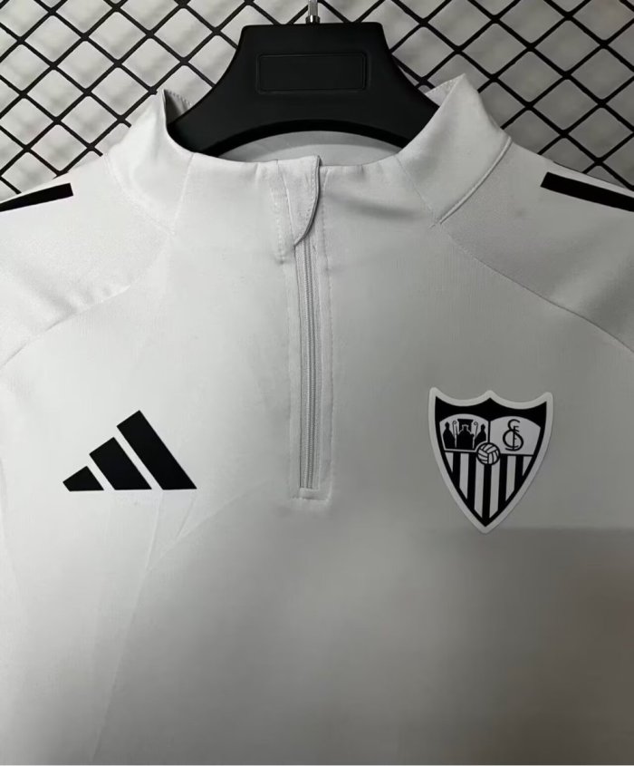 25/26 Sevilla FC White Long Sleeve Half-Zip Training Top