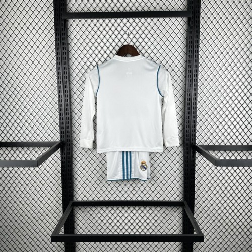 Retro Kids 17/18 Real Madrid Home Long Sleeve Jersey