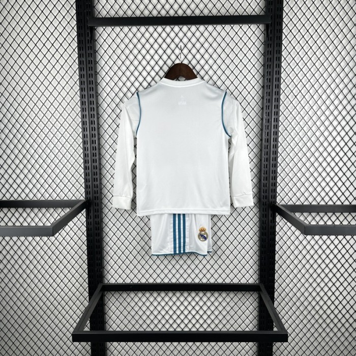 Retro Kids 17/18 Real Madrid Home Long Sleeve Jersey