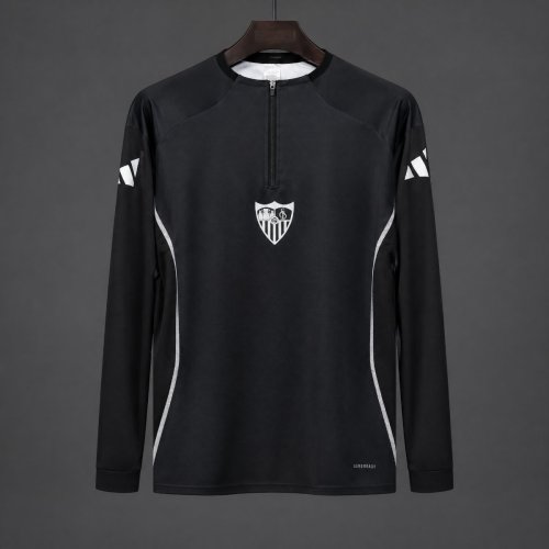 25/26 Sevilla FC Black Long Sleeve Half-Zip Training Top