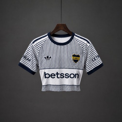 2027 Boca Juniors Away Stripes Women Crop Jersey