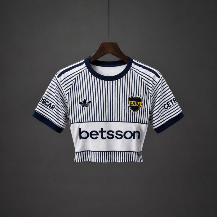 2027 Boca Juniors Away Stripes Women Crop Jersey