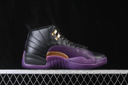 Nike Air Jordan 12 Retro Black Purple Gold Basketball Shoes - IW1218-098