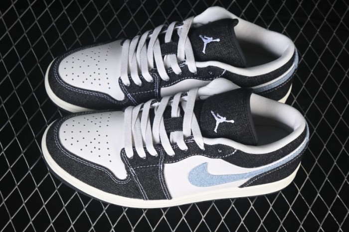 Nike Air Jordan 1 Low Black Denim Retro Basketball Shoes - JA4395-041