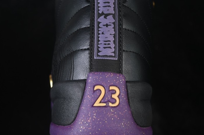 Nike Air Jordan 12 Retro Black Purple Gold Basketball Shoes - IW1218-098