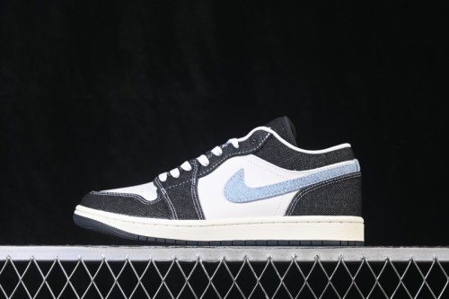 Nike Air Jordan 1 Low Black Denim Retro Basketball Shoes - JA4395-041