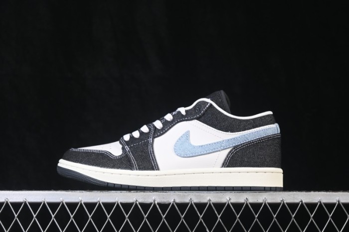 Nike Air Jordan 1 Low Black Denim Retro Basketball Shoes - JA4395-041