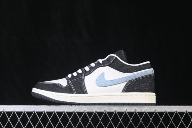 Nike Air Jordan 1 Low Black Denim Retro Basketball Shoes - JA4395-041