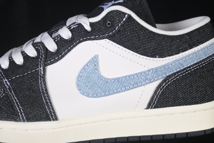 Nike Air Jordan 1 Low Black Denim Retro Basketball Shoes - JA4395-041