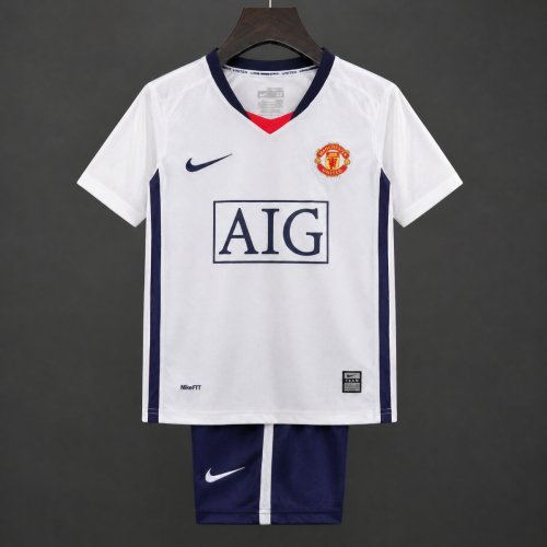 Retro Kids 08/09 Manchester United White Away League Jersey