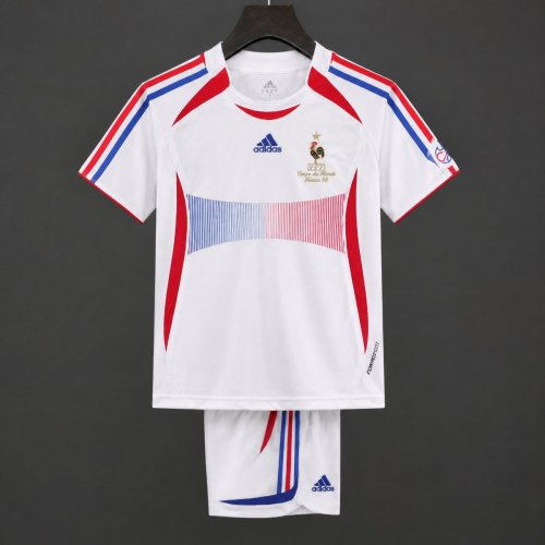 Retro Kids 2006 France White Away Jersey