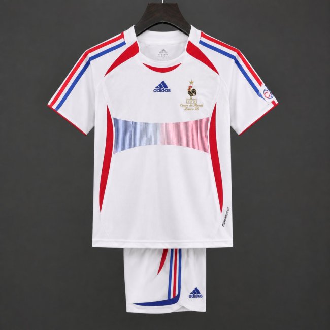 Retro Kids 2006 France White Away Jersey