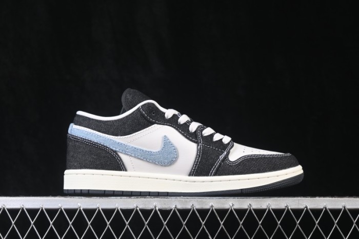Nike Air Jordan 1 Low Black Denim Retro Basketball Shoes - JA4395-041