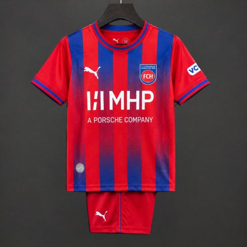 26/27 Kids Heidenheim Home Red Blue Jersey Kit