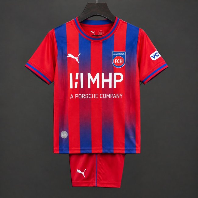 26/27 Kids Heidenheim Home Red Blue Jersey Kit