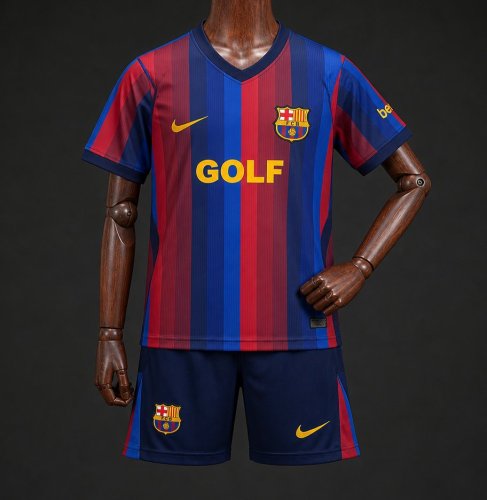 26/27 Kids Barcelona x Golf Wang El Clasico Red Blue Jersey Kit