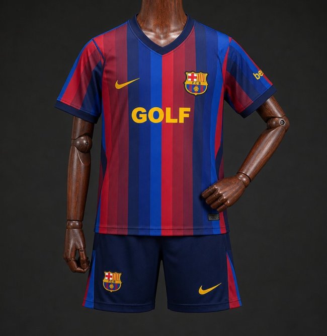 26/27 Kids Barcelona x Golf Wang El Clasico Red Blue Jersey Kit
