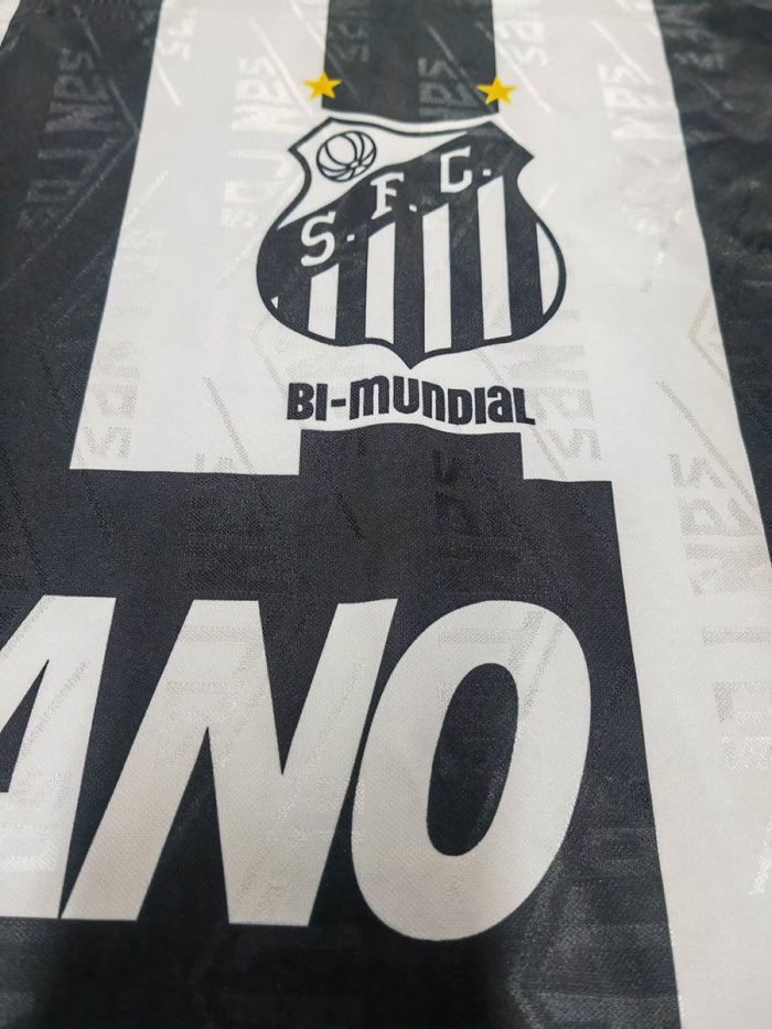 Retro 1994 Santos Away White Black Jersey