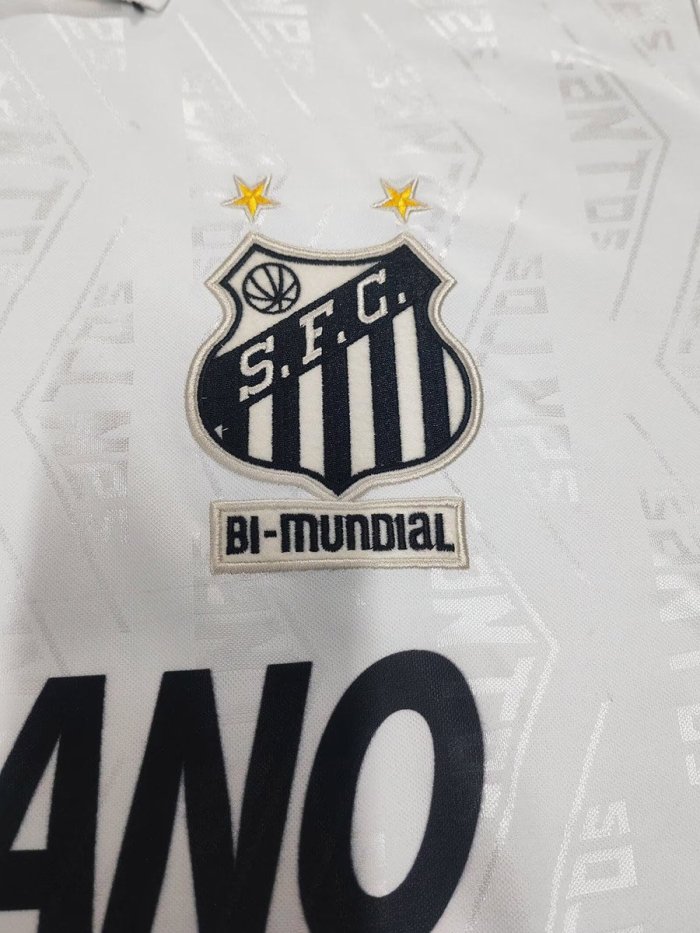 Retro 1994 Santos Pre-Season Home White Black Without Sponsor Jersey