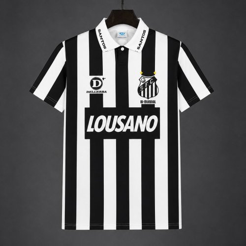 Retro 1994 Santos Away White Black Jersey