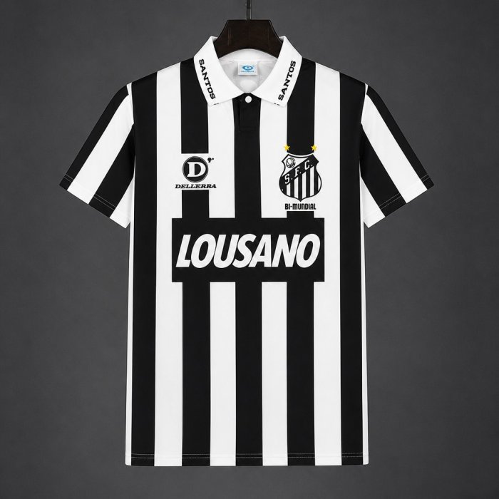 Retro 1994 Santos Away White Black Jersey