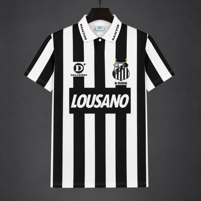 Retro 1994 Santos Away White Black Jersey
