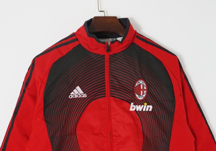 Retro 06/07 AC Milan Red Full Zipper Windbreaker