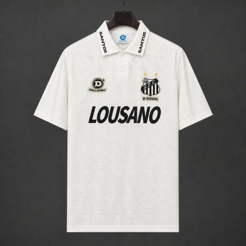 Retro 1994 Santos Pre-Season Home White Black Jersey