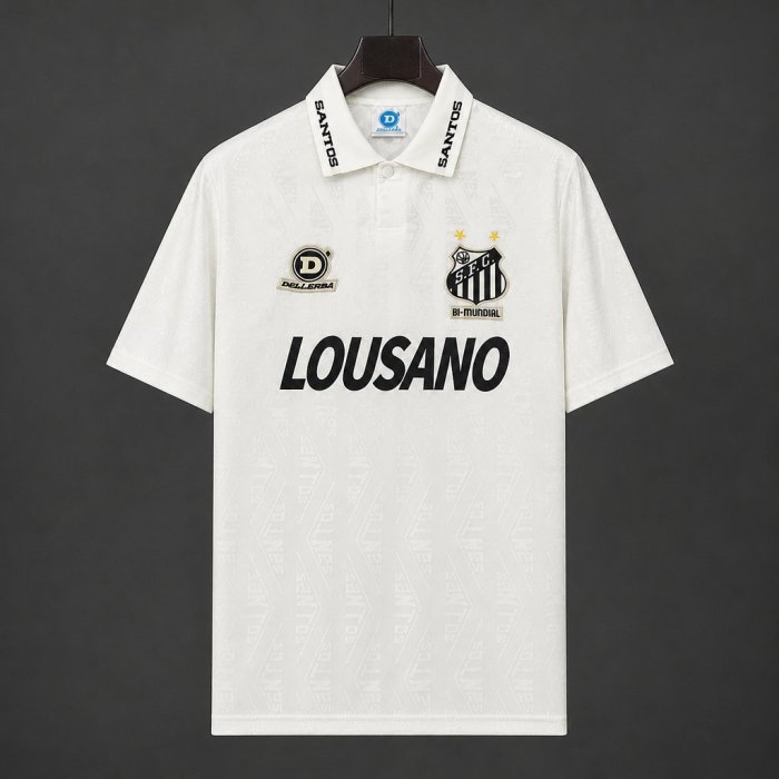 Retro 1994 Santos Pre-Season Home White Black Jersey