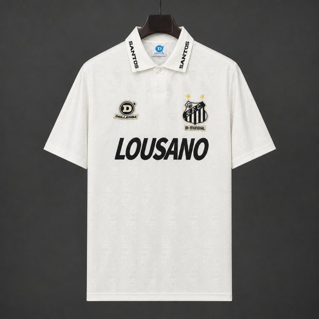 Retro 1994 Santos Pre-Season Home White Black Jersey