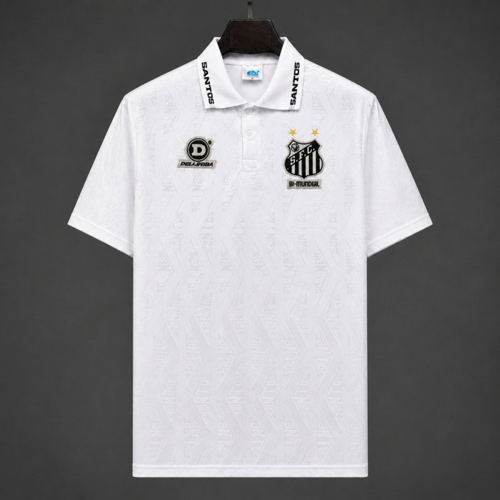 Retro 1994 Santos Pre-Season Home White Black Without Sponsor Jersey