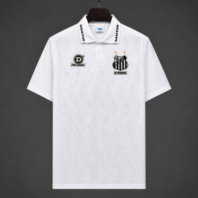 Retro 1994 Santos Pre-Season Home White Black Without Sponsor Jersey