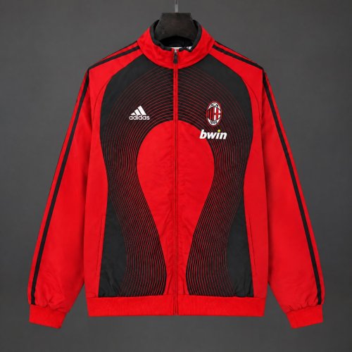 Retro 06/07 AC Milan Red Full Zipper Windbreaker
