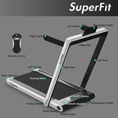 Goplus 2 in 1 Folding Treadmill Walking Jogging Machine for Home//Office Use 2.25HP Under Desk Electric Treadmill Installation-Free with Remote Control Bluetooth Speaker and LED Display