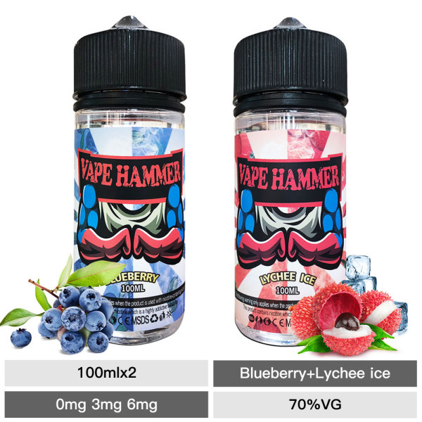 Cheap 2*100ml Vape Juice Lychee Ice And Blueberry Smoke Bundle