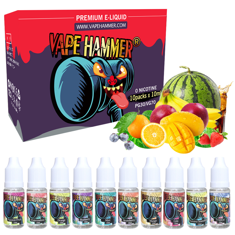 elfbar nachfüll pod läuft aus Vape Hammer E Liquid,Vape Liquid Juice 10 Pack (10pc x10ml) 70VG/30PG E  Cigarettes Vapor Oil No Nicotine, No Tobacco
