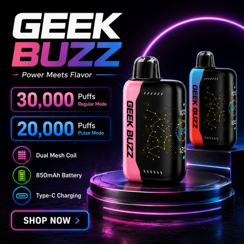 GEEK BUZZ 30000 Puffs Rechargeable Disposable Vape 18ml 50mg