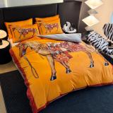 人気急上昇 エルメス 2026新作 掛け布団カバーセット4点 ダブルサイズ/キングサイズベッド ベビーベルベットベッドカバー 新居寝具用品