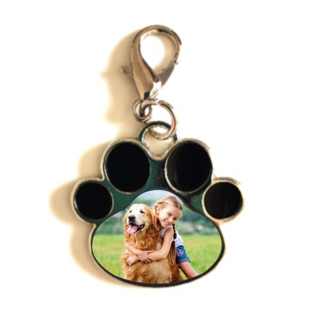 Metal paw keyring encrusted with custom photoprint