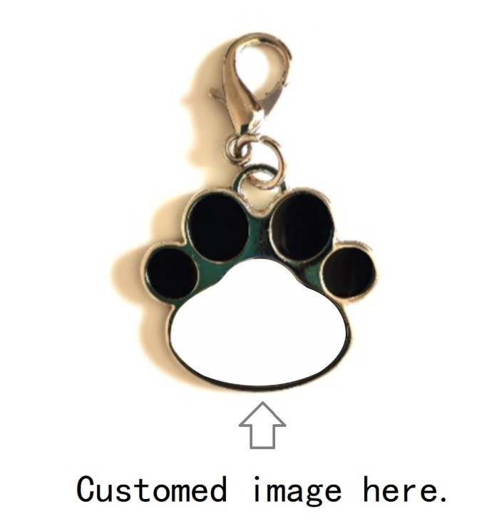 Metal paw keyring encrusted with custom photoprint