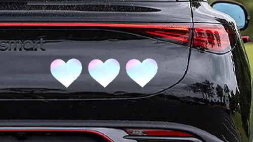 Reflective Car Magnets iridescence color 3 hearts