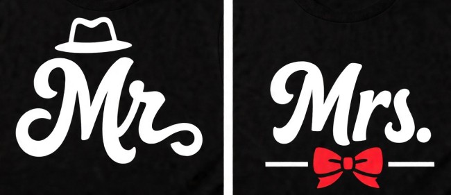 Mr & Mrs T02 vinyl heat transfer