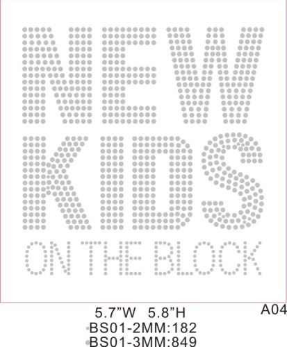 Custom wash-resistant hot fix crystals T03 New kids on the block