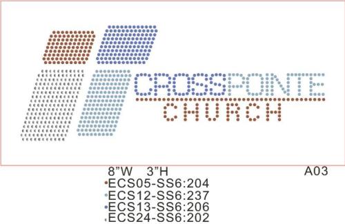 Pre arranged rhinestone sheet T08 Cross pointe