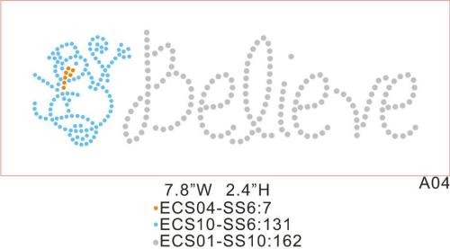 Christmas Rhinestone Sheet T14 Believe