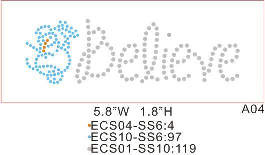 Christmas Rhinestone Sheet T14 Believe