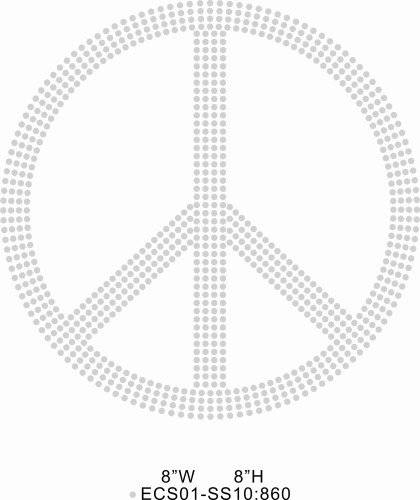 Custom hot fix rhinestone T36 Peace sign